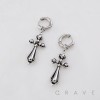 PAIR OF BURNISH CROSS FLEUR DE LIS CROWN 316L SURGICAL STEEL EARRING